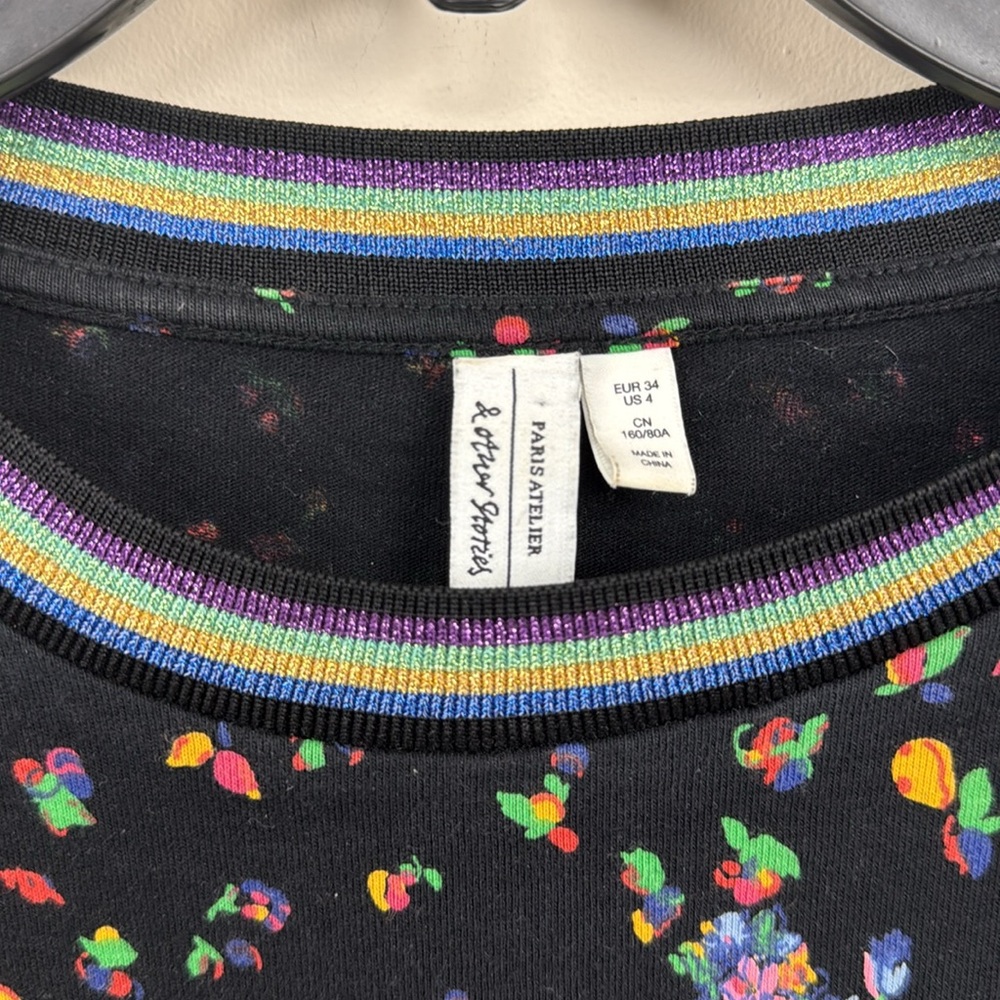 - & other stories stretchy floral crew neck pull over t shirt small - Picture 5 of 9